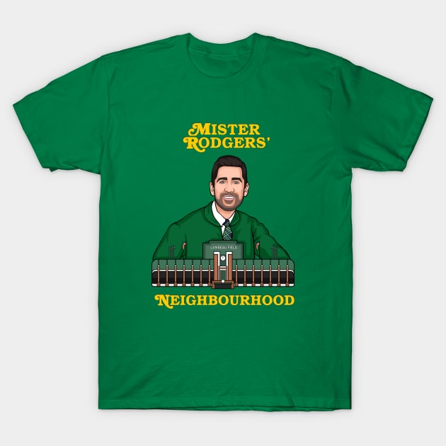 Green Bay Rodgers 12 MR. RODGERS NEIGHBOURHOOD Pack Lambeau Wisconsin Cheesehead T-Shirt by turfstarfootball